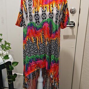 (ROUGE COLLECTION) MULTICOLORED PRINT TOP WITH PANTS TO MATCH (SIZE 3X) N